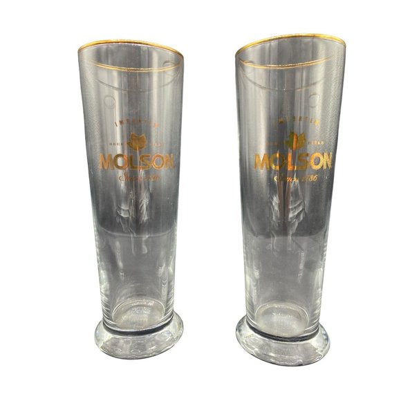 2 Vintage Moson Imported Beer Since 1786 Tall Pilsner Glasses - Picture 1 of 13